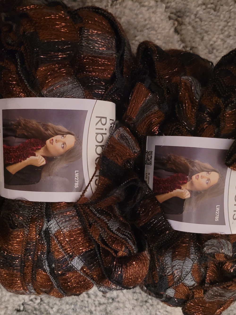 Metallic Bronze & Black Ruffle Knit 2 Skeins Of Yarn